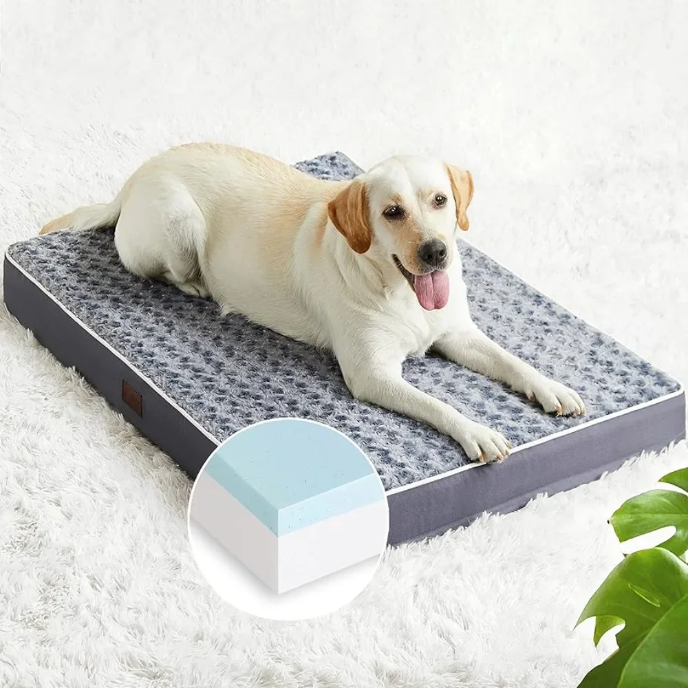 

Orthopedic Memory Foam Large Dog Bed Kennel Washable Pet Mat With Removable Cover and Non-slip Bottom Bed for Cats Plush Beds