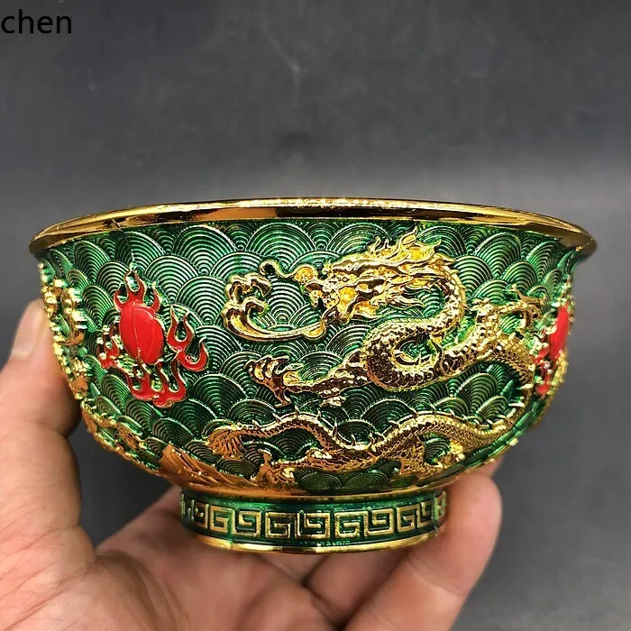 Cz miscellaneous collection double dragon bowl cloisonne double dragon playing with beads bowl