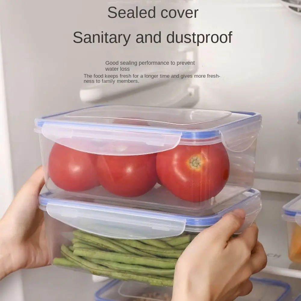 1/4PCS Safe Plastic Refrigerator Storage Box Sealed Rectangular with Lid Trasparent Crisper Stackable Fresh-Keeping Box