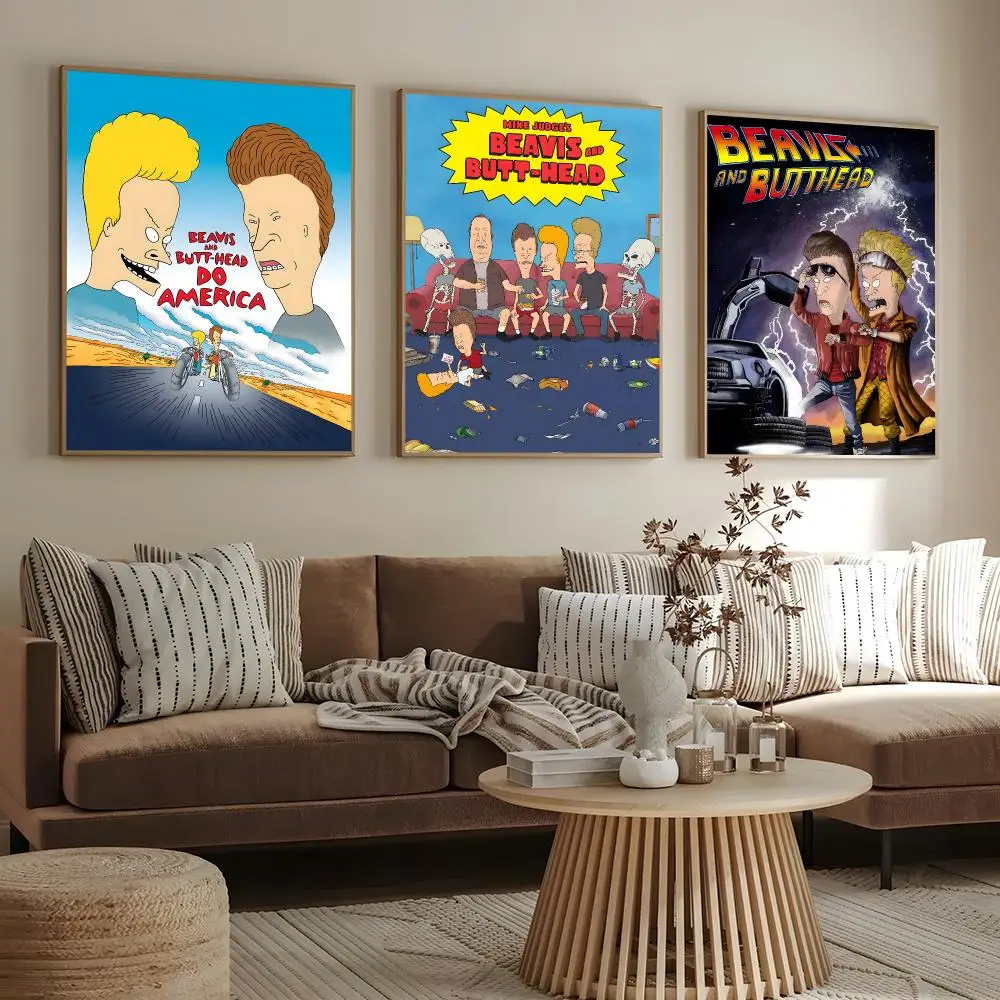 Anime Beavis And Butthead Poster HD Modern Aesthetic Wall Prints, Stylish Home Decor for Living Room Bedroom