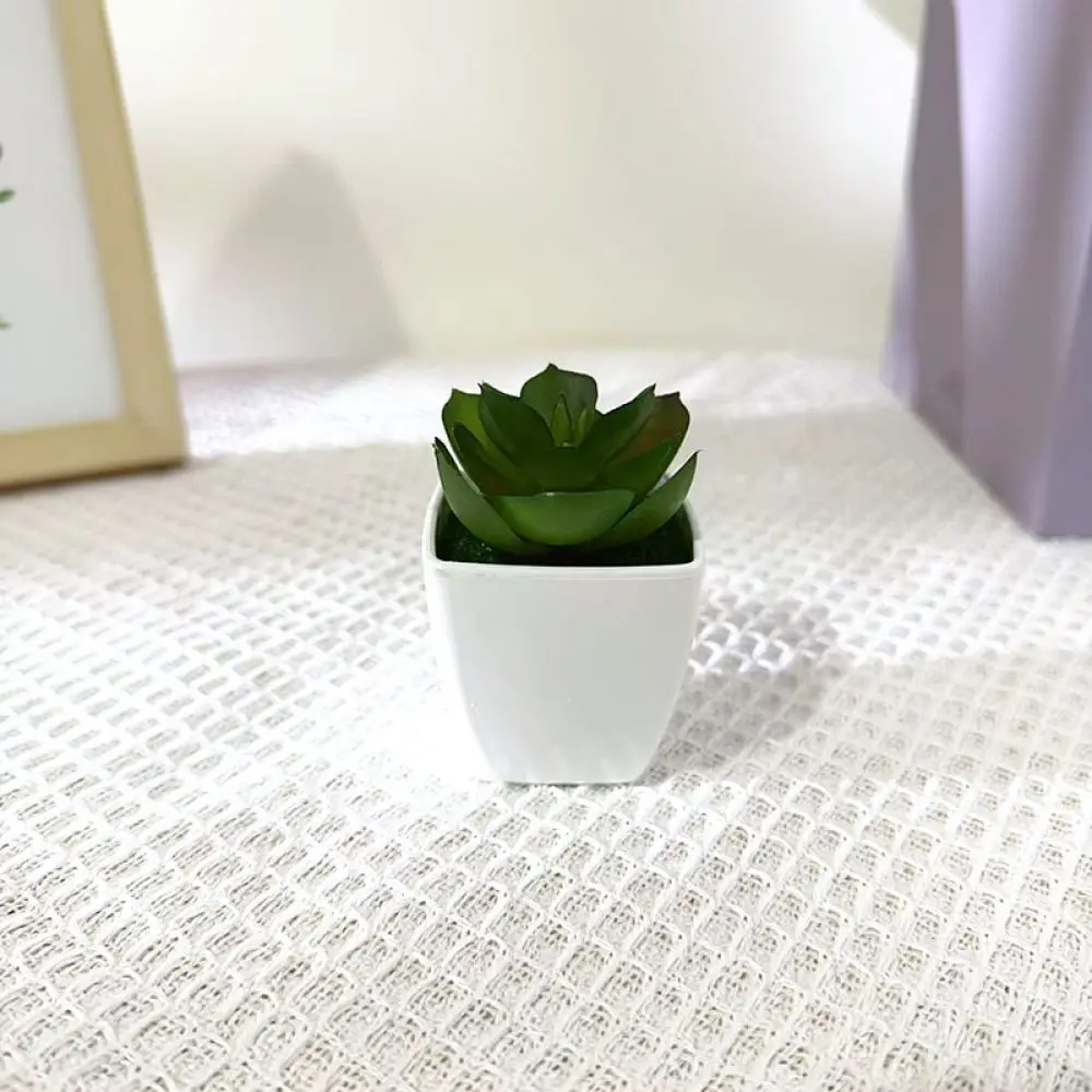 Mini Artificial Succulent Potted Plant Faux Greenery Home Garden Decoration Office Tabletop Ornament Plastic Simulation Bonsai