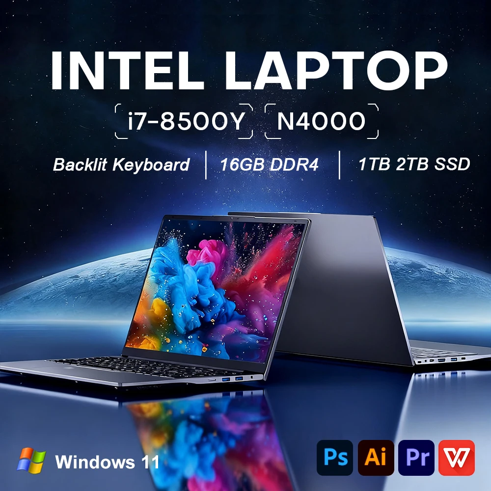 【セール中】ポータブル15.6インチノートパソコンPC Intel i7 8500Y/N4000 Windows 11 指紋認証ロック解除機能搭載 16GB RAM 1TB SSD オフィス向けノートブック