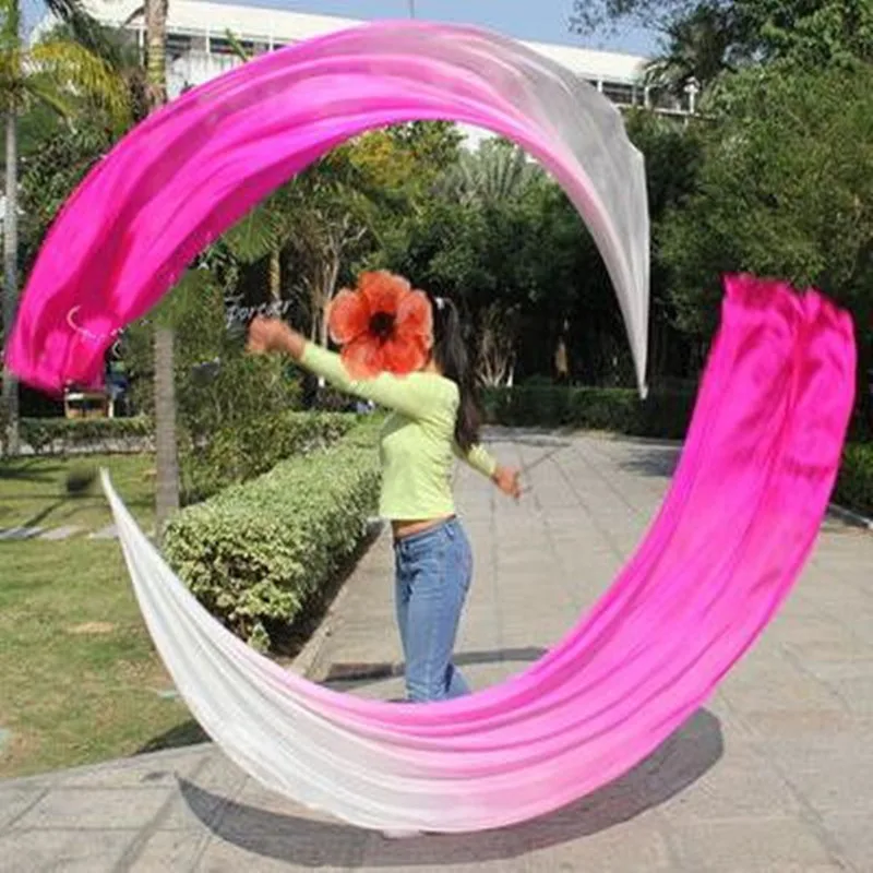 Bolas Poi para mujer, velo de seda para danza del vientre, accesorios de actuación en escenario, disfraces de baile, 200x90cm, 1 par