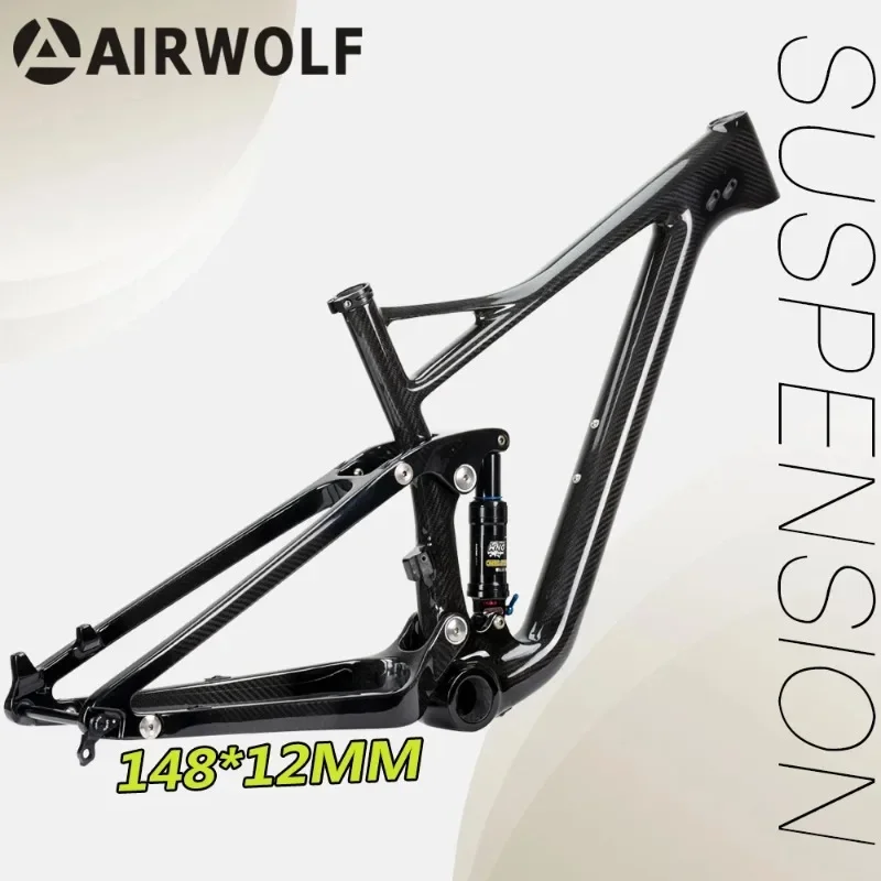 

Airwolf Full Carbon 29ER Suspension Bike Frame Thru Axle 148*12mm Rear Hangers Long-Travel Trail Bike All Mountain MTB Frame