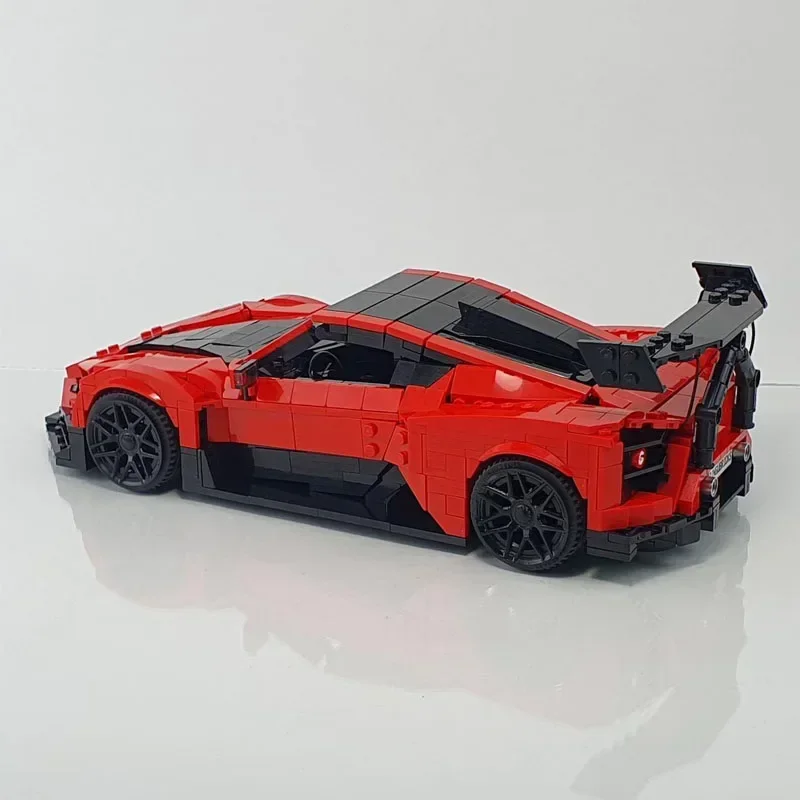 MOC- 131257   Rotes klassisches Film-Supercar-Bausteinmodell • 1457, Bausteine, Teile, Kindergeburtstag, individuelles Spielzeug