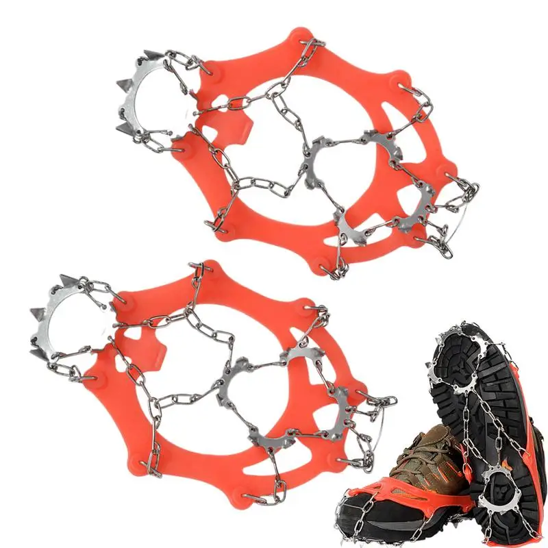 Climbing Ice Shoes Grippers 13-Spikes Crampons Ice Cleats  Steel Ice Gripper Spike Anti Slip Hiking Climbing Snow Spikes