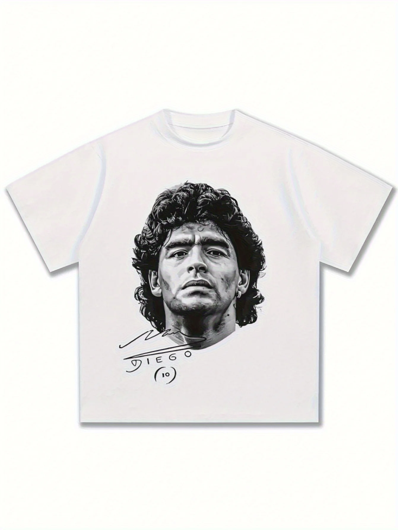 تي شيرت رجالي مطبوع عليه صورة دييغو مارادونا، تي شيرت كرة القدم ملك القرن، إله الميدان، أبيض كلاسيكي #1