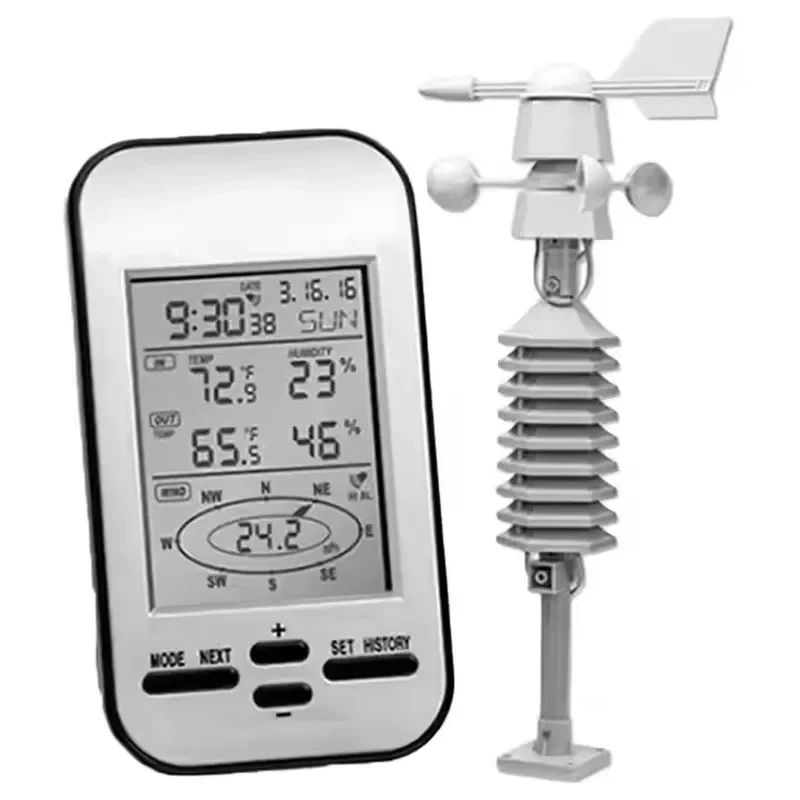BOLRZO WS-0232 Wireless Weather Station Anemometer Outlet Wind Speed Direction Sensor Digital Cold Temperature Hygrometer