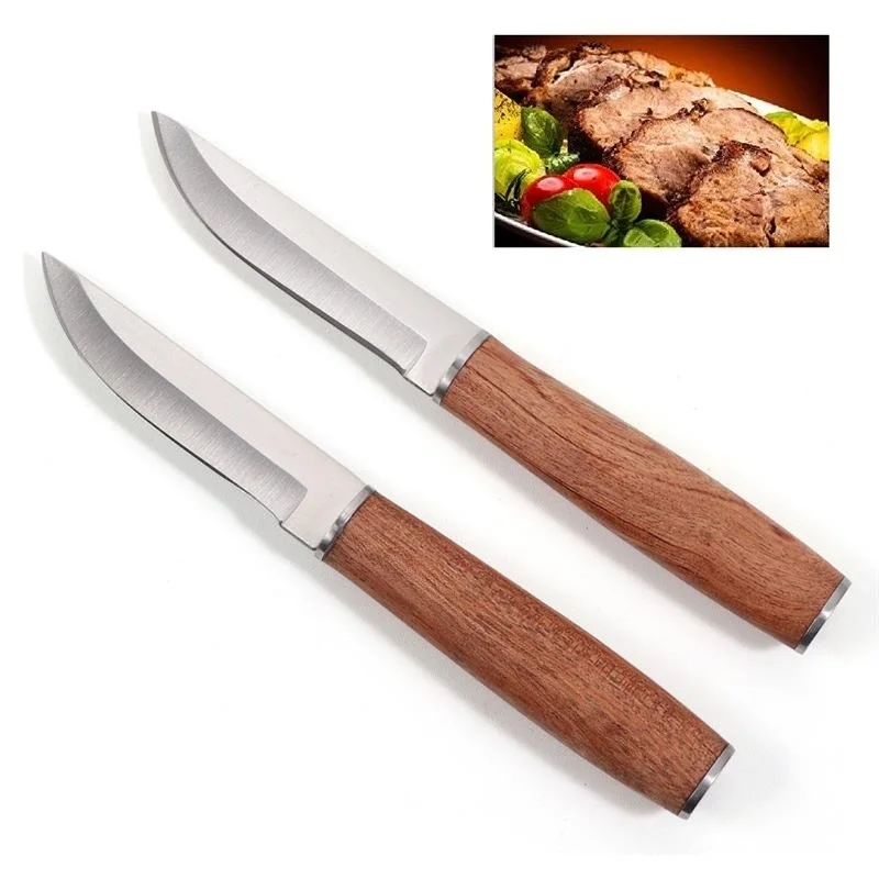 2-10pcs Rose Wood Paring Knife Set Stainless Steel Dinnerware Knife Multipurpose Peeling Rosewood Handle Kitchen Utility Knife