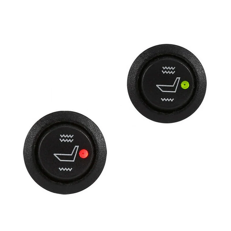 2 Pcs Car Seat Heater Switch 3 Pin Round Heated Rocker Hi Low Control 12V On/Off Switch Black Universal Car Accessories Interior