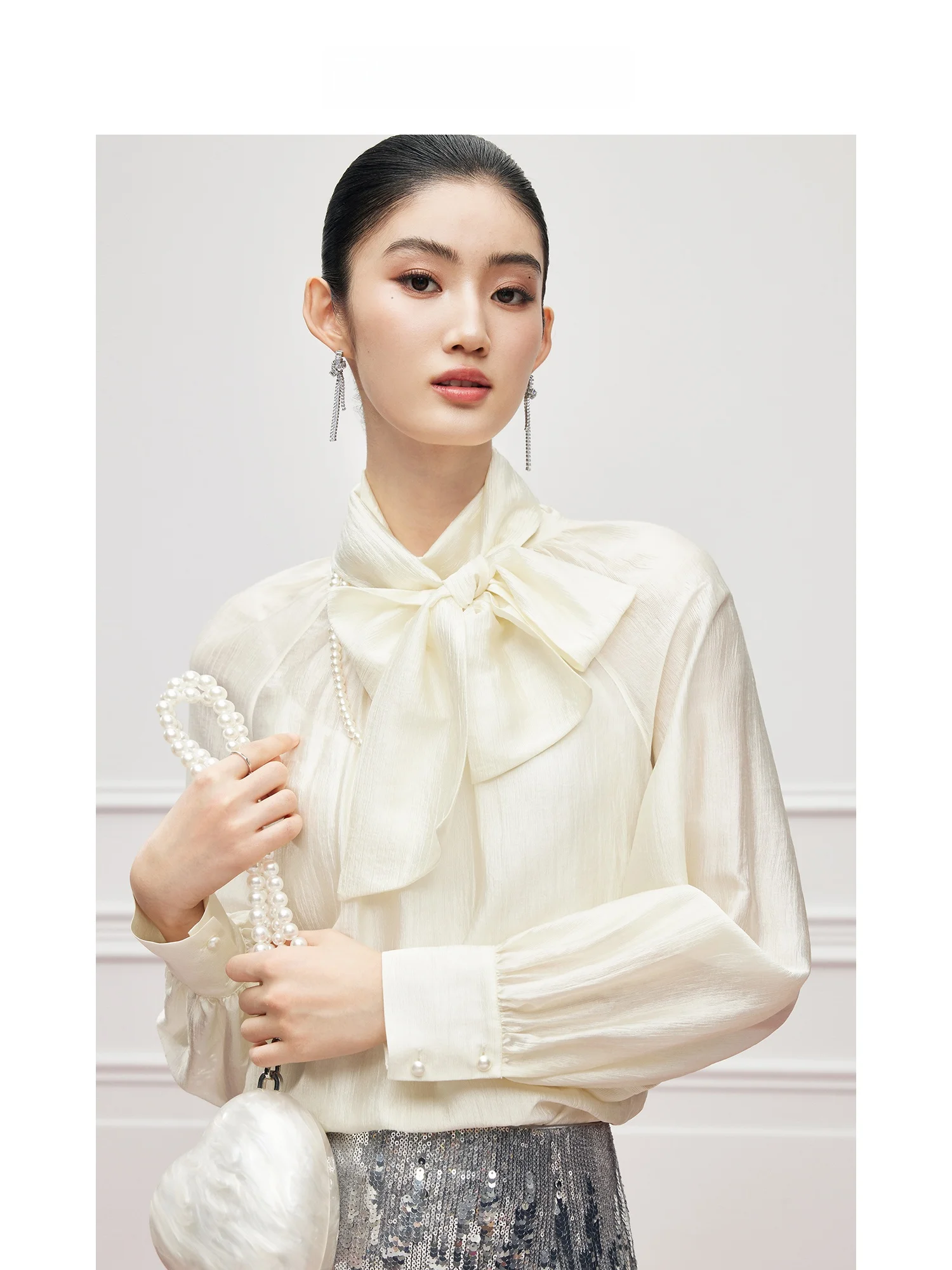 

Женский топ MandyZhang Court Sle Long Sve Knot Sa из ацетата с текстурой, модный, для повседневной носки, весна