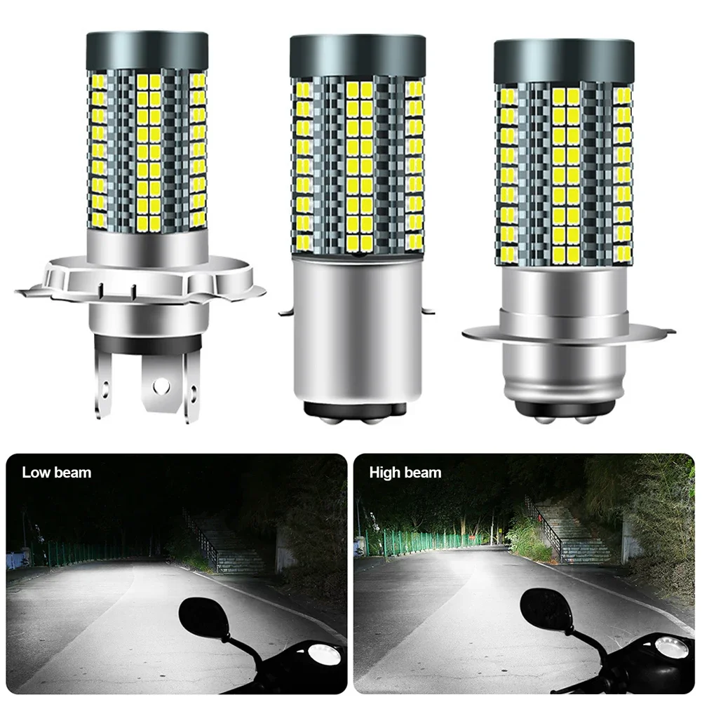 1Pc H4/H6/BA20D/P15D 12V-24V LED Motor Bulb Motorcycle Headlight 126smd Chips Waterpoof Lamp Car Headlight Bulbs Hi Lo Light