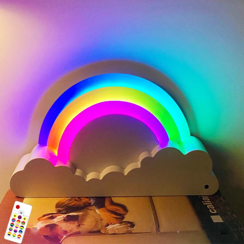 

INS Led Cloud Rainbow Night Light 12 Colors Remote Touch Mood Light For Home Bedroom Decor Girl's Gift USB Charging Table Lamp
