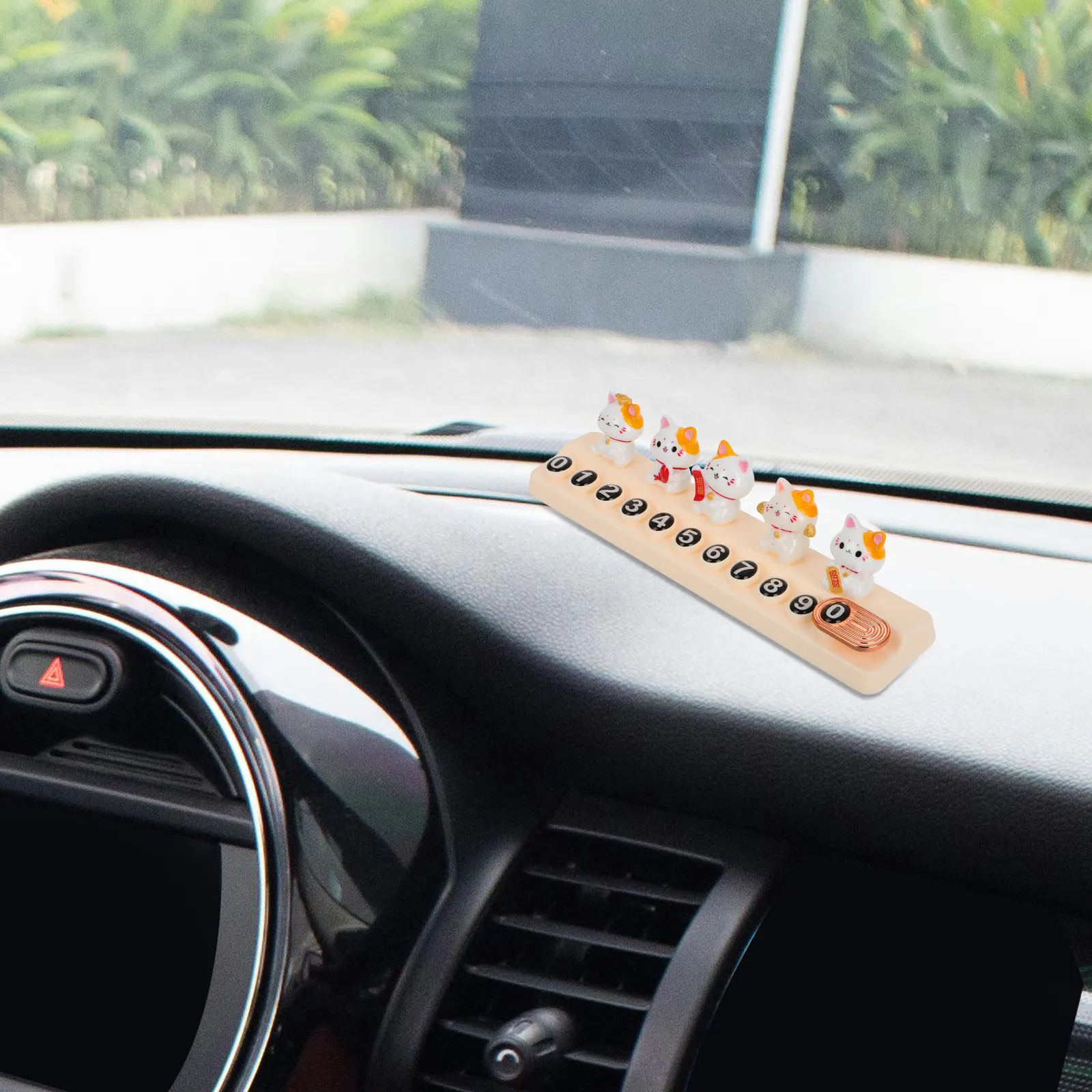 Fortune Cat Car Temporary Parking Phone Number Display Board Portable Reusable Waterproof for Moving Cars Parking