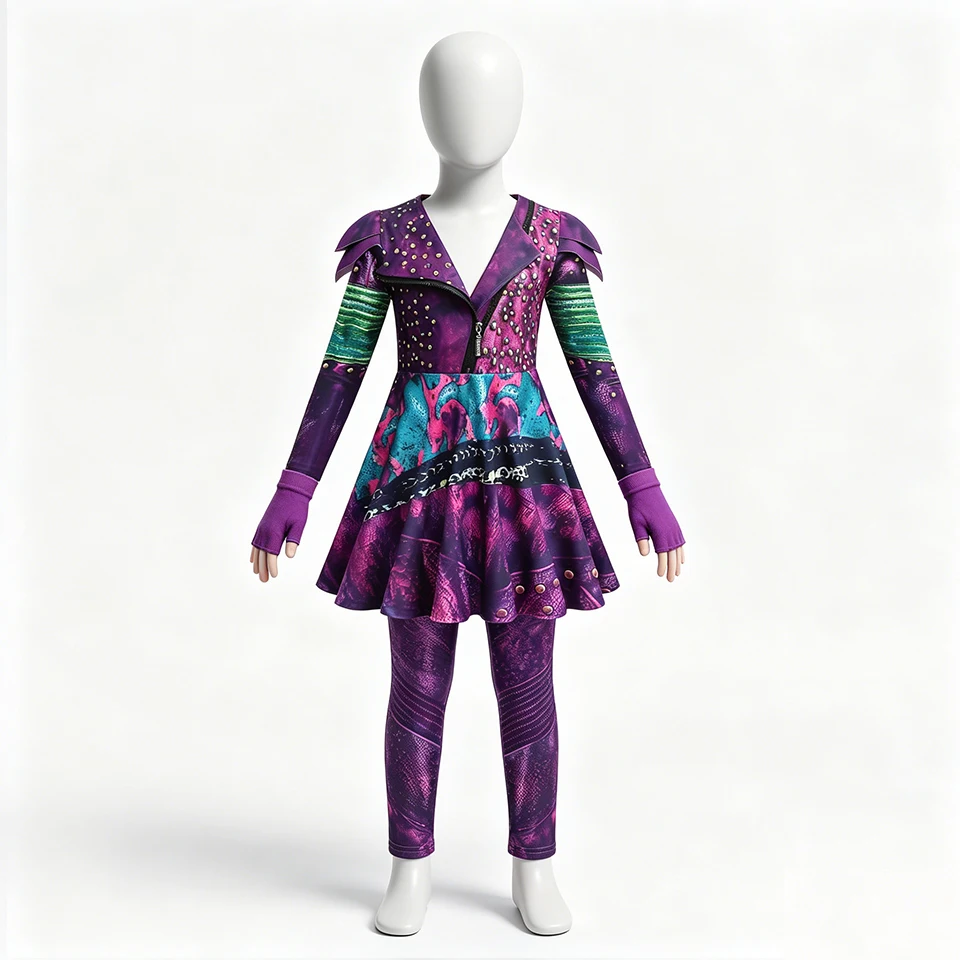 Girls Mal Cosplay Costume Set Halloween Party Stage Performance Themed Event Festival Children's Clothing Carnival Kids Clothes
