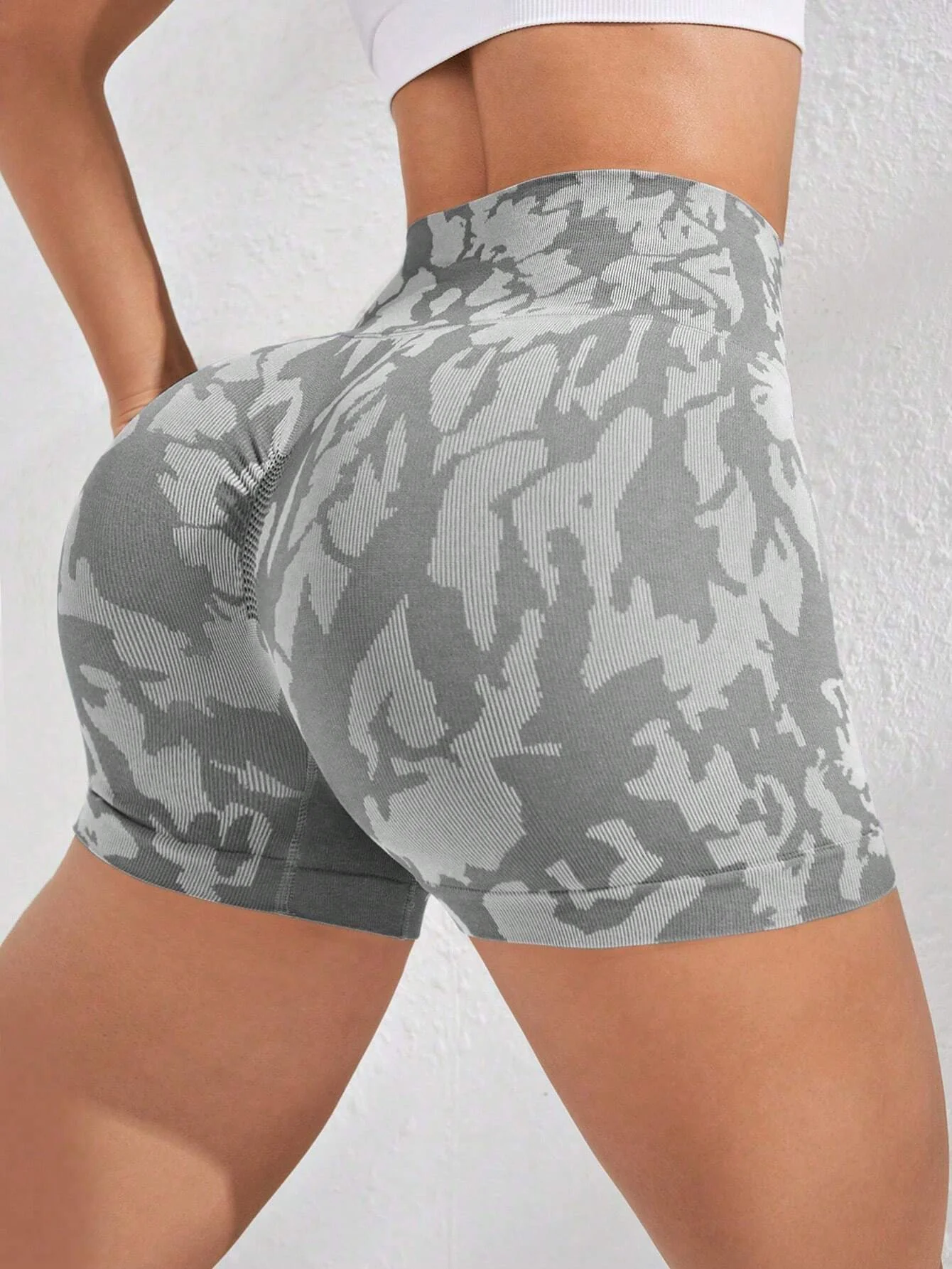 Camo Workout Shorts for Women Scrunch Butt Lifting High Waist Yoga Gym Seamless Biker Shorts