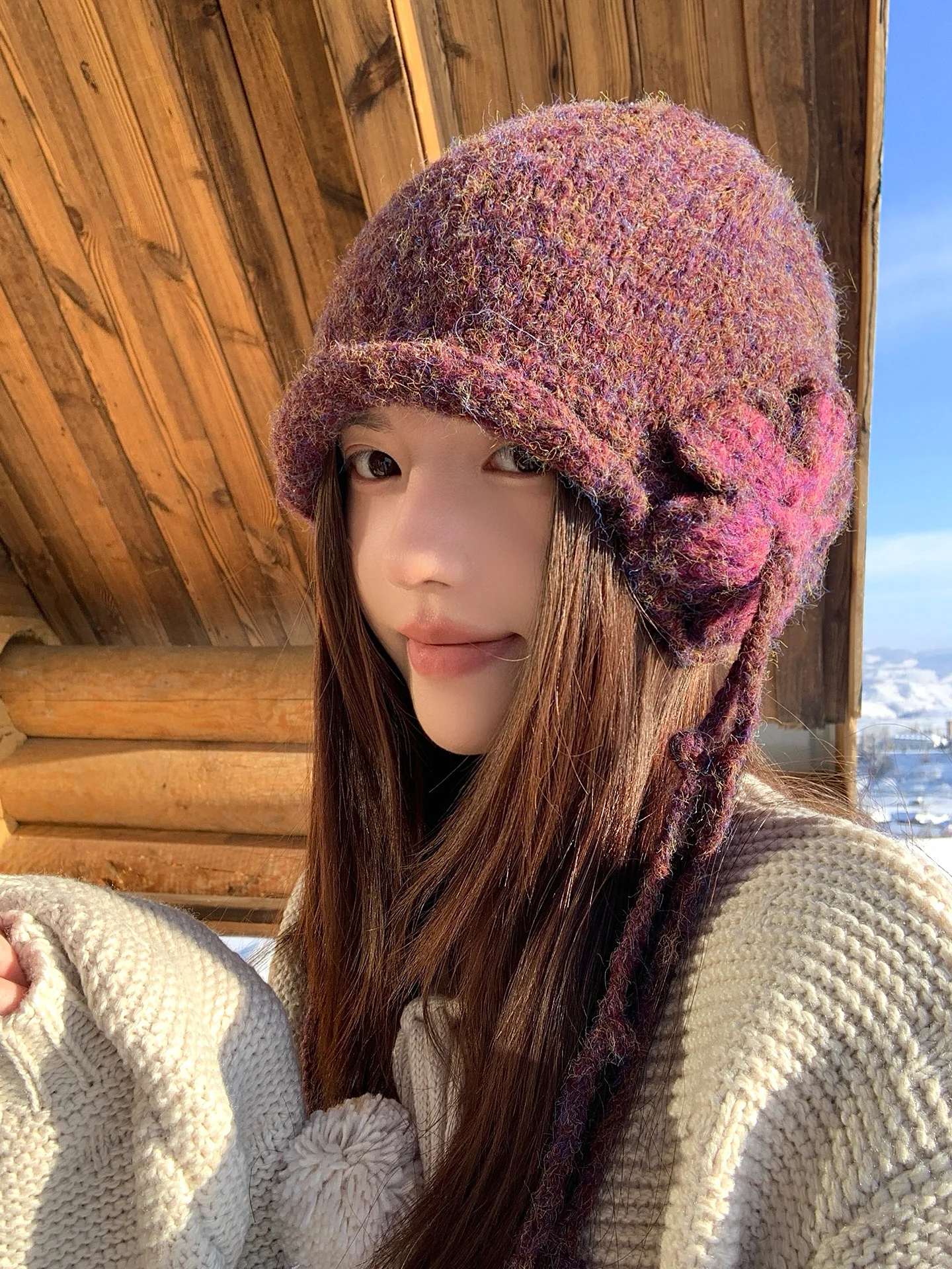 Retro Japanese Knitted Tassel Hat Women Winter New Style Warm Ear Protection Small Face Visual Effect Woolen Cap Casual Style
