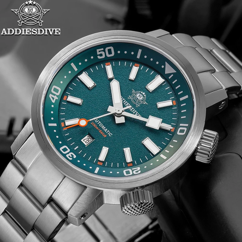 ADDIESDIVE Watches Men 42mm 8215 Mechanical Wristwatch Sapphire Automatic Watch Transparent Back Cover 200m Waterproof Luminous
