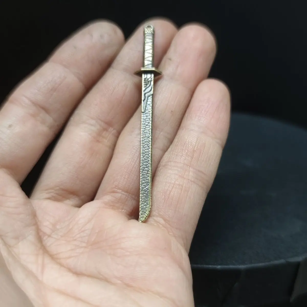 Solid Brass Mini Sword Medieval  Decor with Engraved Blade & Ring Pommel, Desk Sword Collectible Decor Gift ​Letter Opener - view 6