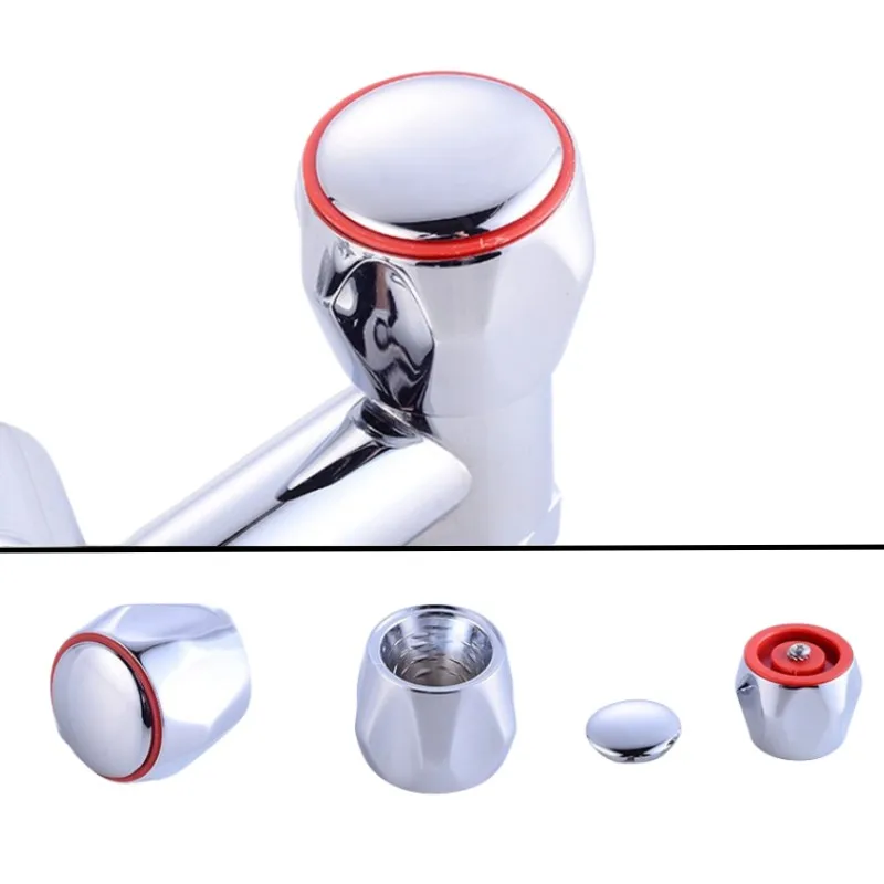 High Quality Hot Cold Tap Top Head Faucet Cover Chrome Plated Replacement Set Kitchen Bathroom Faucet Handle Universal Fittings