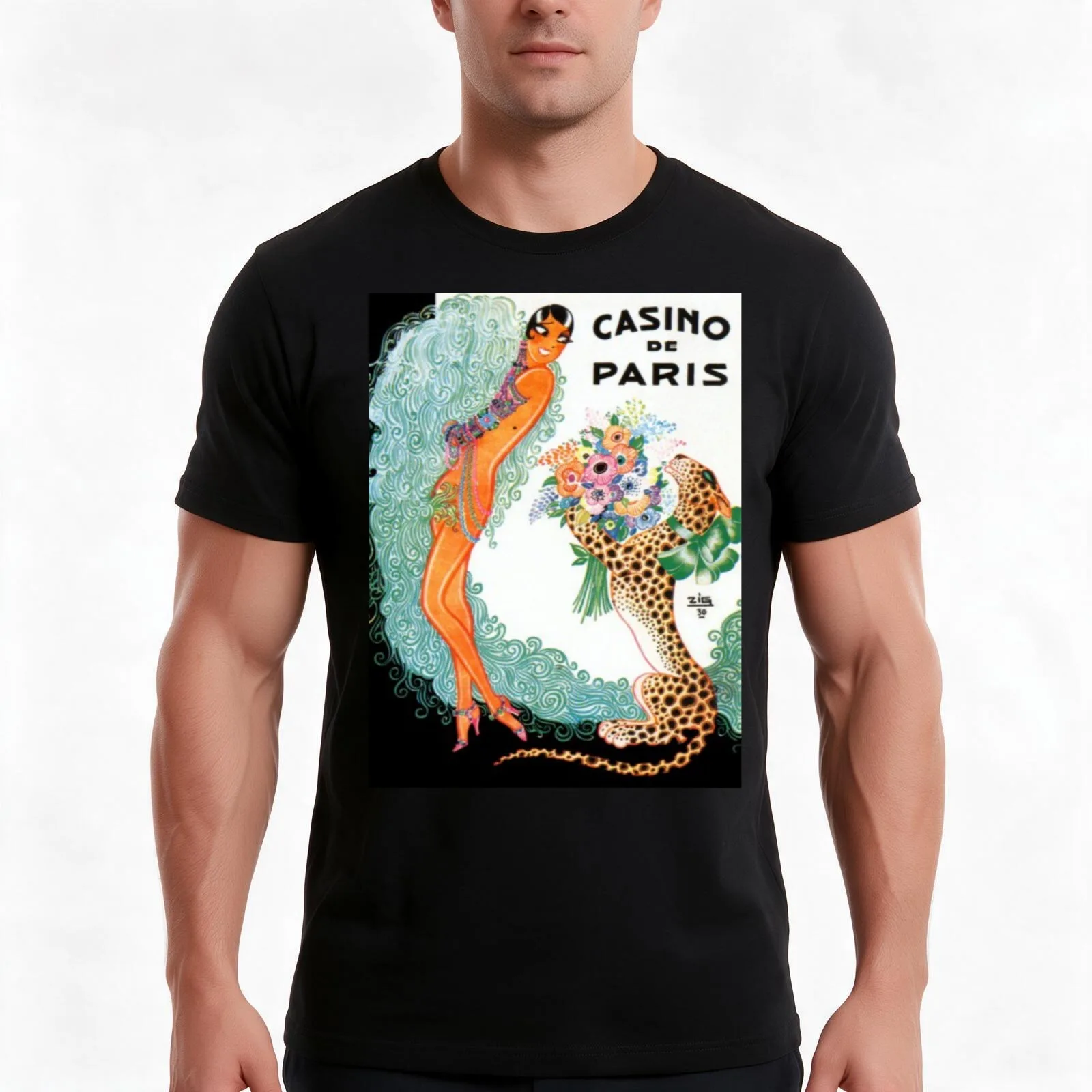 Josephine Baker Art-deco Casino de Paris T-Shirt Summer Casual Cotton Tee Oversized Streetwear Tops Vintage Graphic Print
