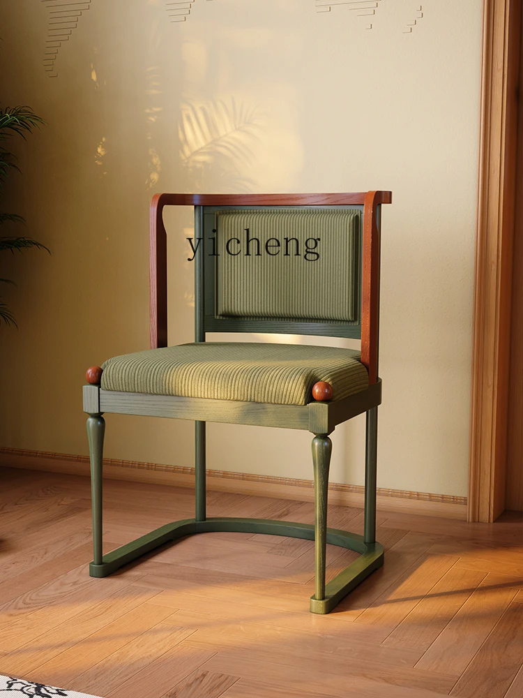 

XL solid wood dining chair French retro new high-end dining chair back chair