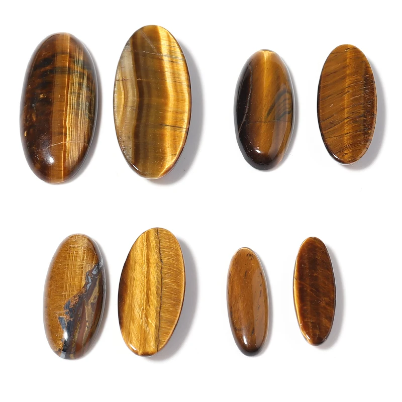 2-5Pcs Oval Natural Cabochon High Quality Tiger Eye Stone Beads Flatback Spacers Jewelry Ring Making Findings Home Decoration