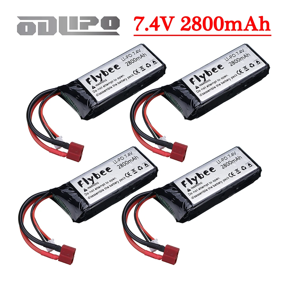 7.4V 2800mAh Upgrade Lipo Battery For Wltoys 12428 12423 RC Car Part 7.4V 2S Battery T PLUG for Wltoys 124017 104001 Accessories