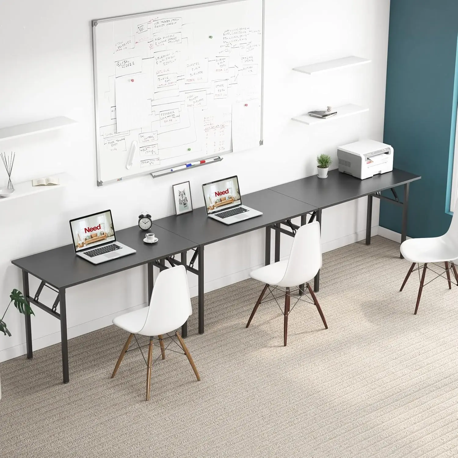 Home Office Desk 47 inch - No Assembly Folding Computer Table with BIFMA Certification,Computer Table Workstation Perfect