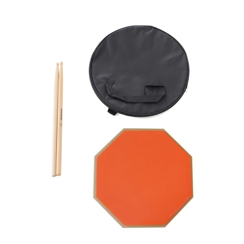 12 Inches Drum Practice Pad and Maple Drum Sticks with Storage Bag for Outdoor E56D