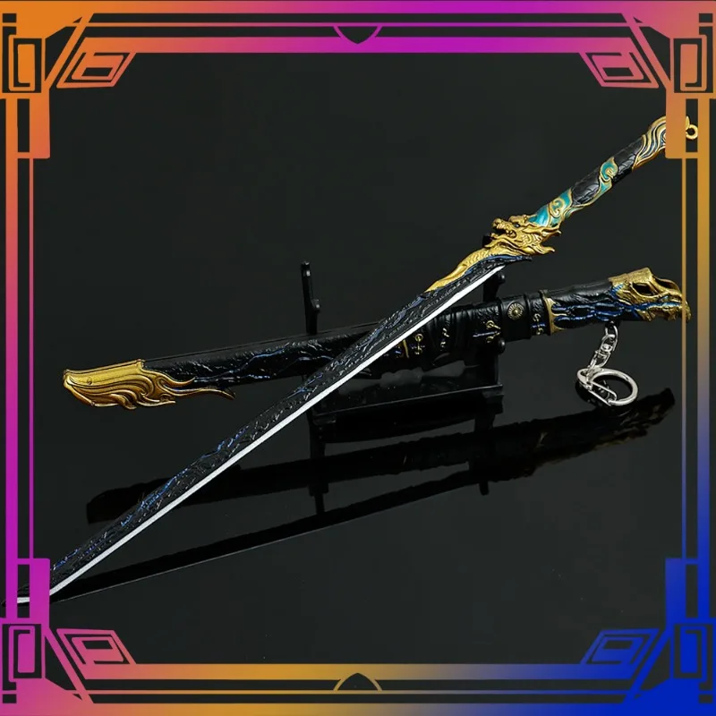 28 cm Naraka Bladepoint arme noir or ancien couteau périphérie arme modèle alliage ornement Collection cadeaux d'anniversaire jouets garçons