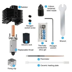 Hotend per Bambu lab Hotend Bi ugello a gola metallica ugello in acciaio temprato rame nichelato blocco per Bambulab x1c Hotend P1P