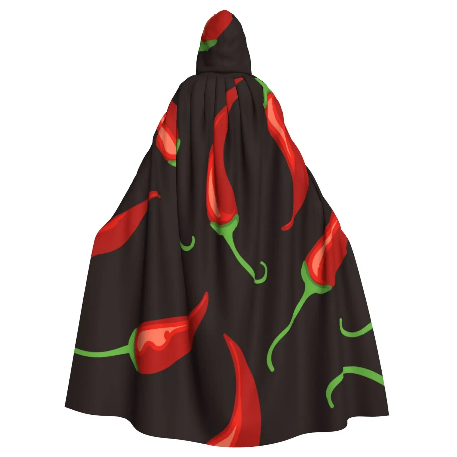 Adult  Cape Hooded Chilli Pepper Medieval Costume Witch Wicca Vampire Elf Purim Carnival Party