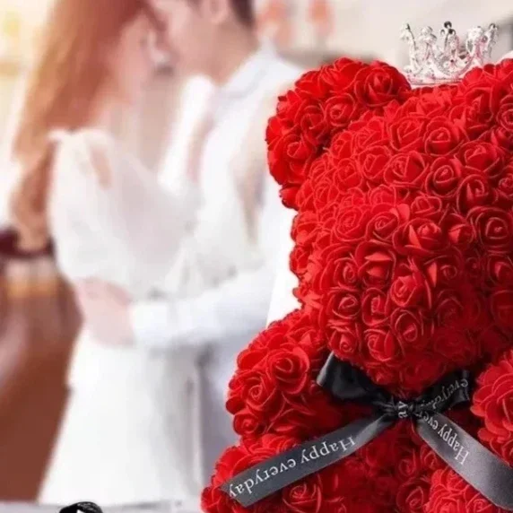 

Романтический медведь из вечных роз, креативный подарок на День святого Валентина, Рождество, свадьбу, для декора дома