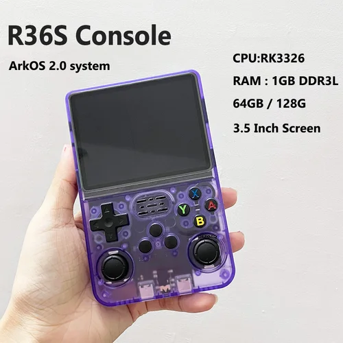 Consola de juegos R36s, juego portátil Retro, emulador de 3,5 pulgadas, 64GB, 128GB, más de 10000 juegos, consola de videojuegos ArkOS 2,0 para PSP/Arcade