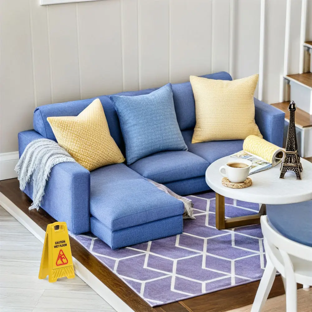 

12Pcs Miniature Wet Floor Warning Signs Realistic Plastic Safety Education Role Play Accessories for Dollhouse