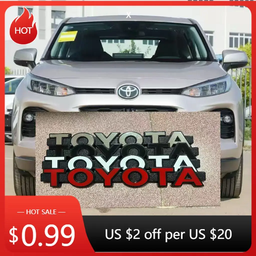 

Для Toyota 2026, колпаки втулки, черные ретро Toyota, передняя решетка, эмблема, орнамент, наклейка 38x6,5x1,5 см для RAV4 Camry