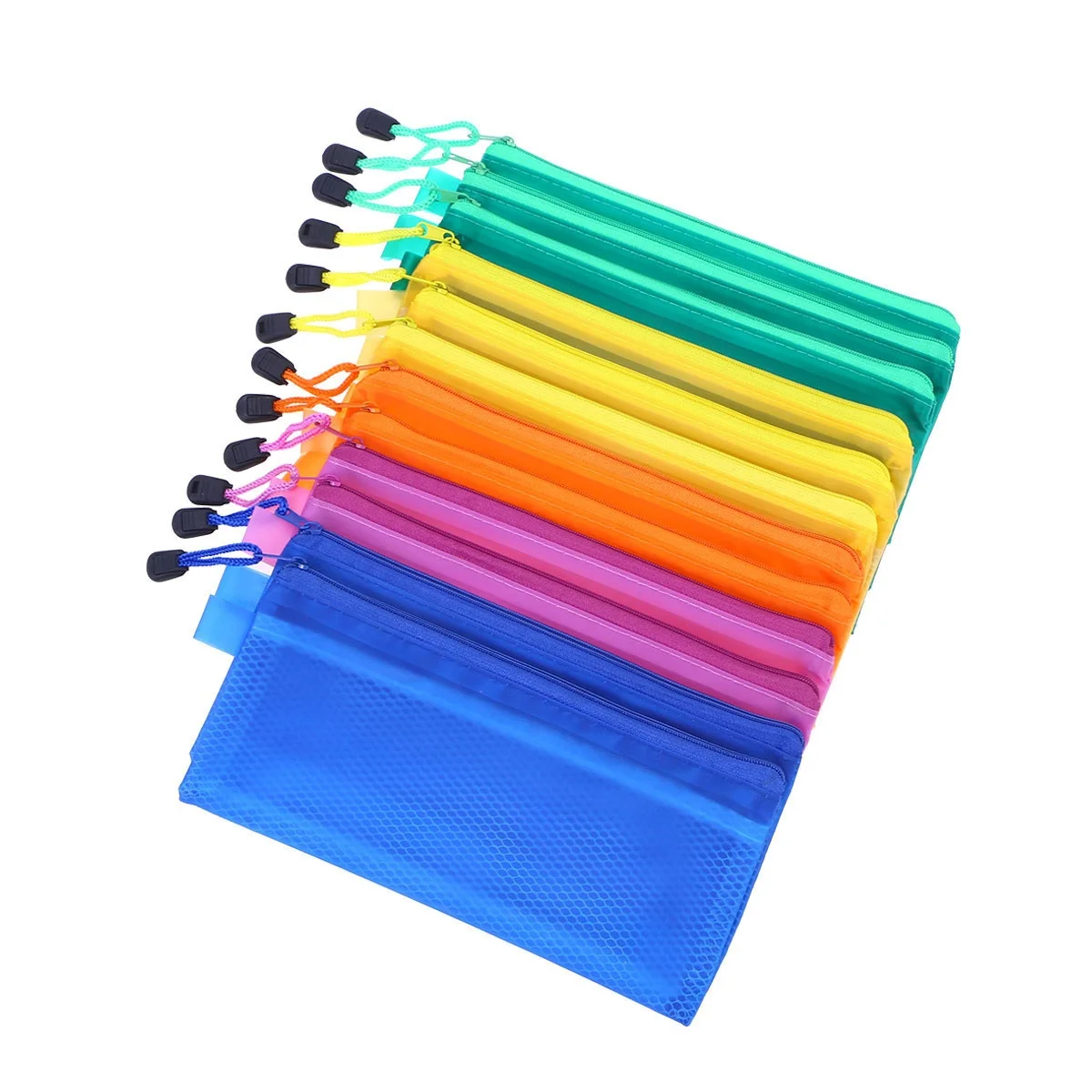 

16 Pcs Stationery Bag Zipper Mesh Pencil Case Pvc File Bag School Office Supplies Storage Solution EcoFriendly