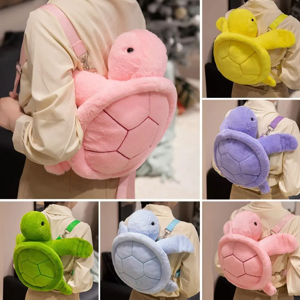 

Animals Turtle Plush Backpack Phone Bag Large Capacity Turtle Doll Shoulder Bag Plush Doll Cute Cartoon Plush Schoolbag Gift
