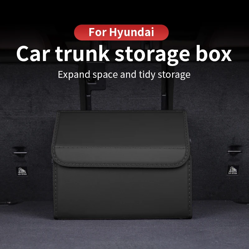 For Hyundai i30 IX35 IX25 Elantra Tucson Car Trunk Organizer Storage Box PU Leather Folding Organiser Box For Auto Seat Back Box