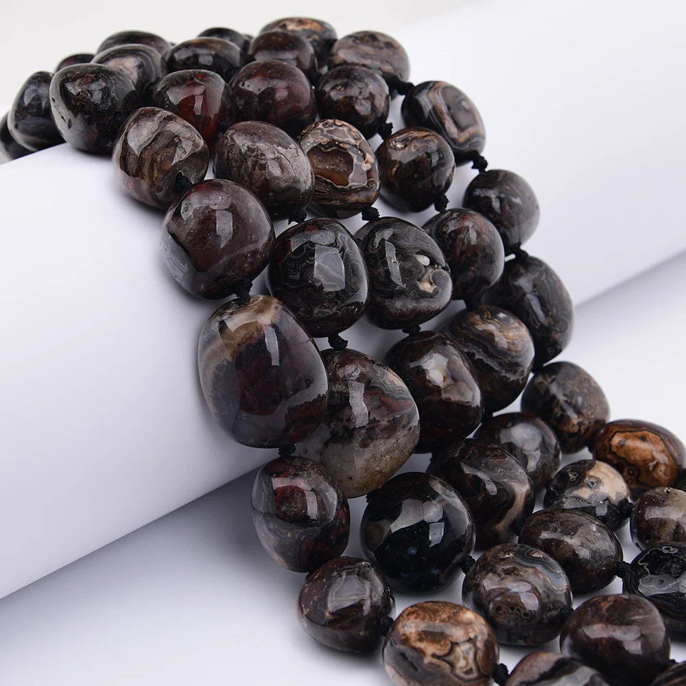 

APDGG Large Size Natural Black Crazy Lace Agates Quartz Freeform Nugget Loose Pendant Beads 15'' Jewelry DIY