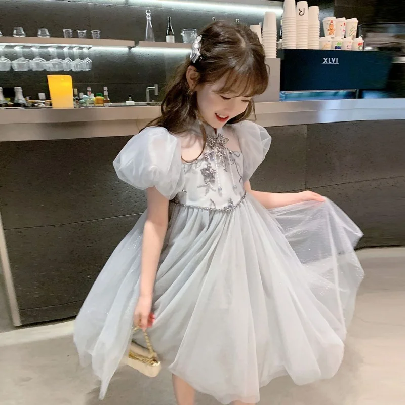 High-End2024New Summer Lepei Girls' Princess Style Dress Puff Sleeve Short Sleeve Senior Birthday Dress