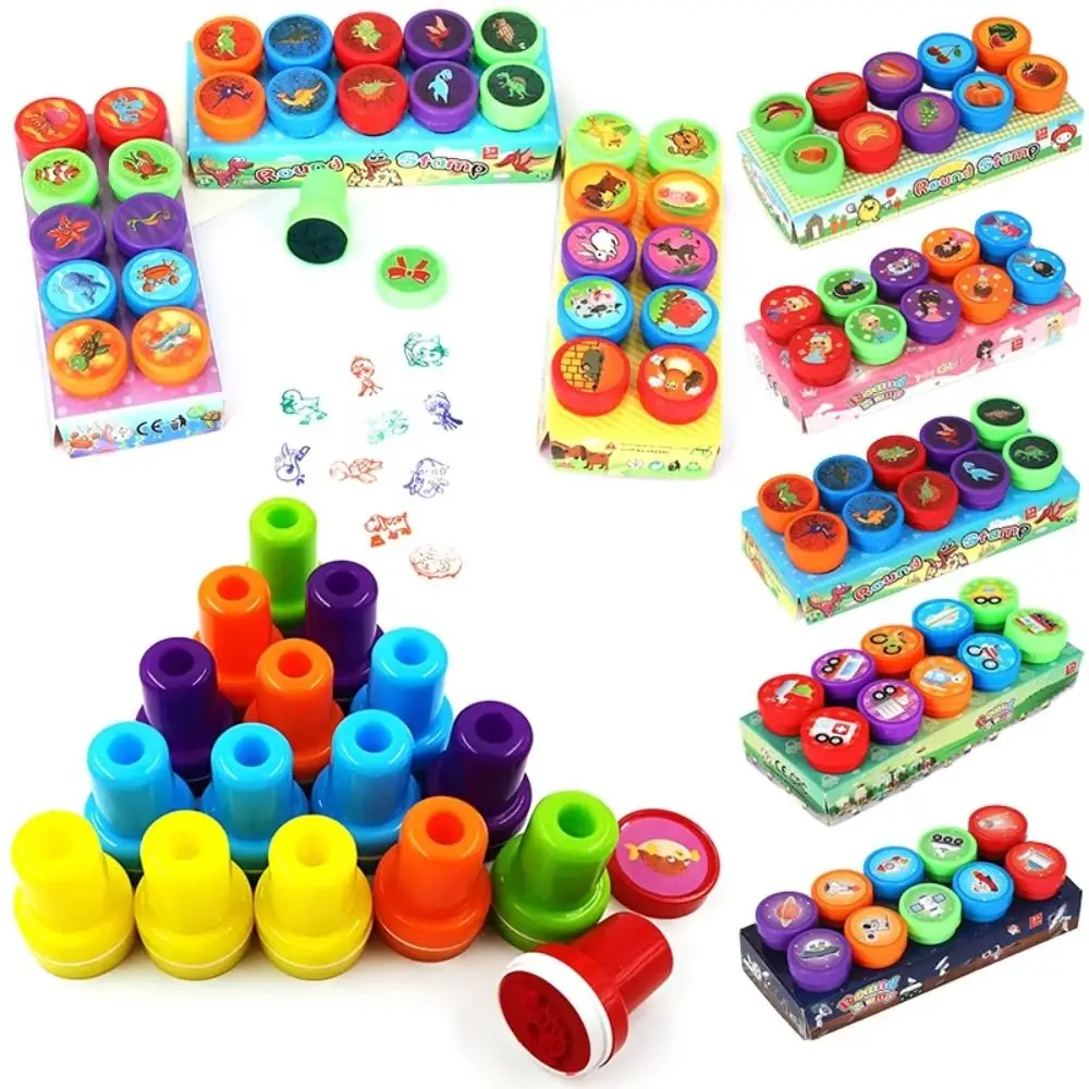 

10/12/26Pcs Cartoon Animal Stamps Self-ink Christmas Children's Self-stamp Set 26 Letters Comments Teacher Stamps