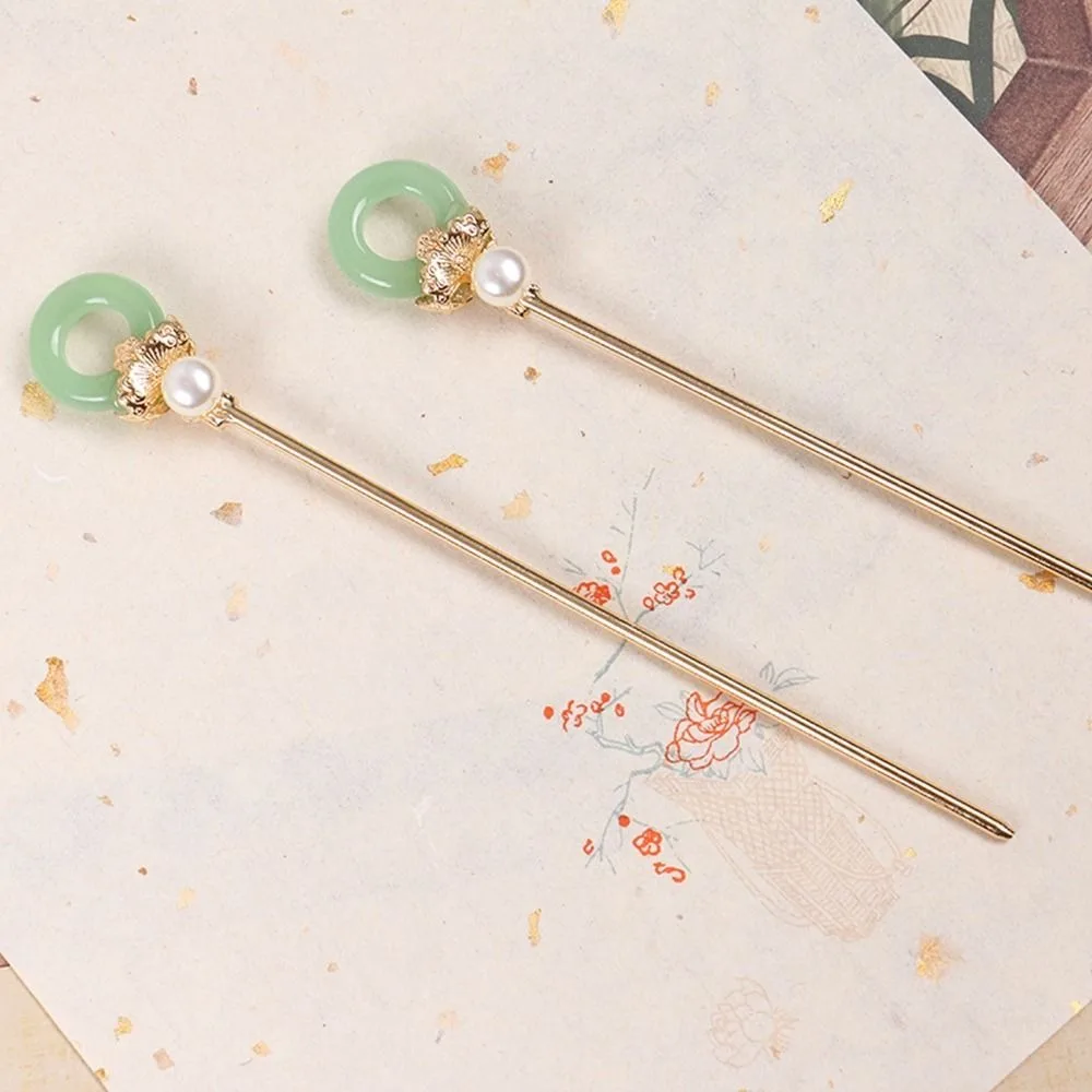 New Classical Ancient Style Jade Hanfu Exquisite Hair Sticks Hairpin Cheongsam Headdress Simple Advanced Safety Buckle Female