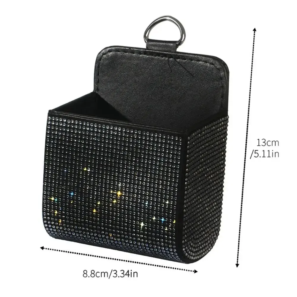 Car Storage Box Diamond-encrusted Car Air Conditioning Outlet Storage Multi-functional Leather Full Diamond Bag Auto Accessories