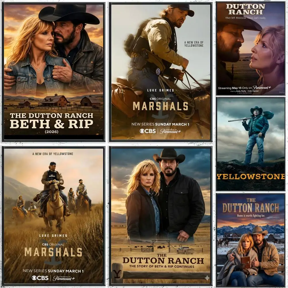 TV Series Yellowstone Poster Self-Adhesive Waterproof Wall Stickers, Coffee Bar Home Wall Decor