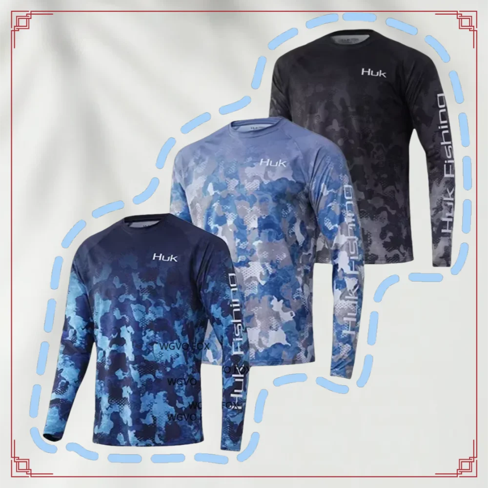 

Мужская рыболовная рубашка HUK с длинным рукавом, защита от УФ-излучения, камуфляж, влагоотводящая ткань, для активного отдыха, летняя, для рыбалки