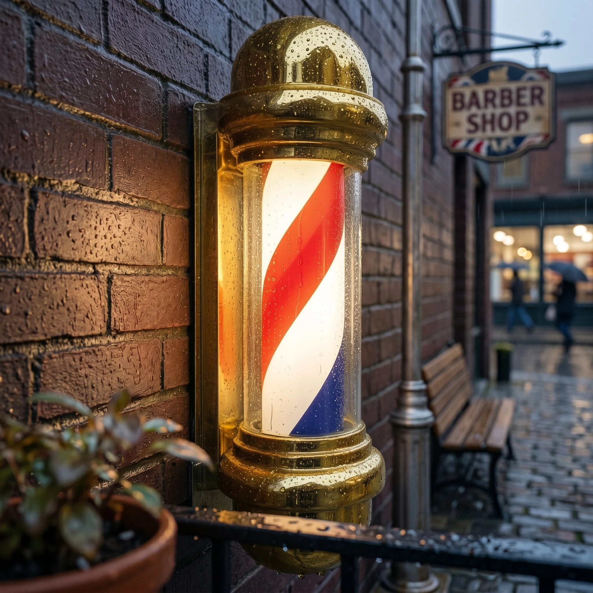 LED Barber Pole Transparent Cover Wall-Mounted Barber Pole Light for Beauty Salons