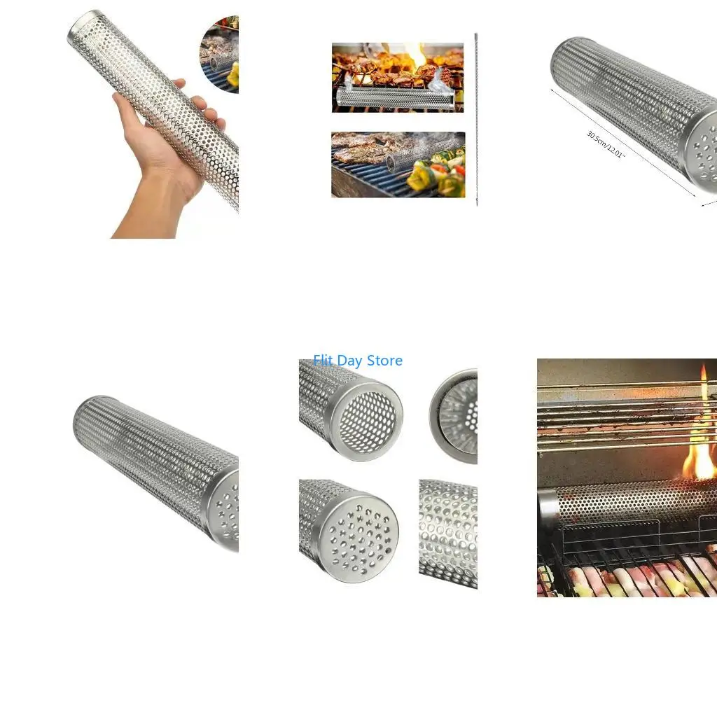 F92C Round Shaped Grill Tubes Outdoor Camping Smoking Mesh Tubes Smoke Generators