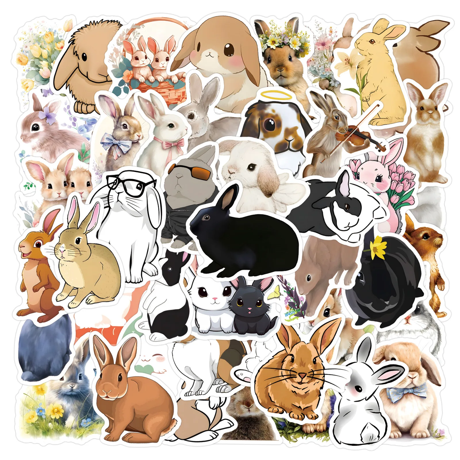 

55/110PCS Rabbit Cartoon Cute Animals Graffiti DIY Decorative Suitcase Mobile Case Water Cup Laptop Waterproof Sticker Kids Toy